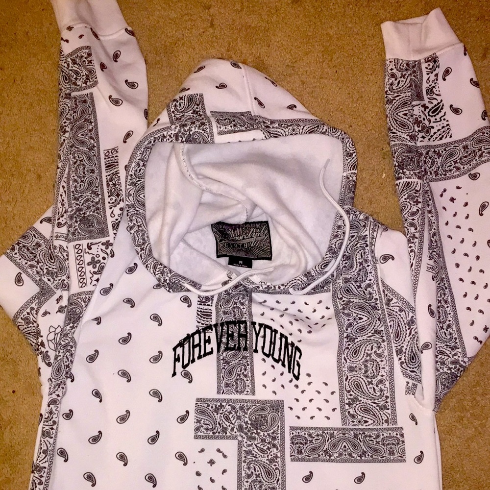 Black and white forever young hoodie size medium